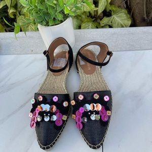 Emporio Armani black purple embellished espadrilles 36/ US 6 $445